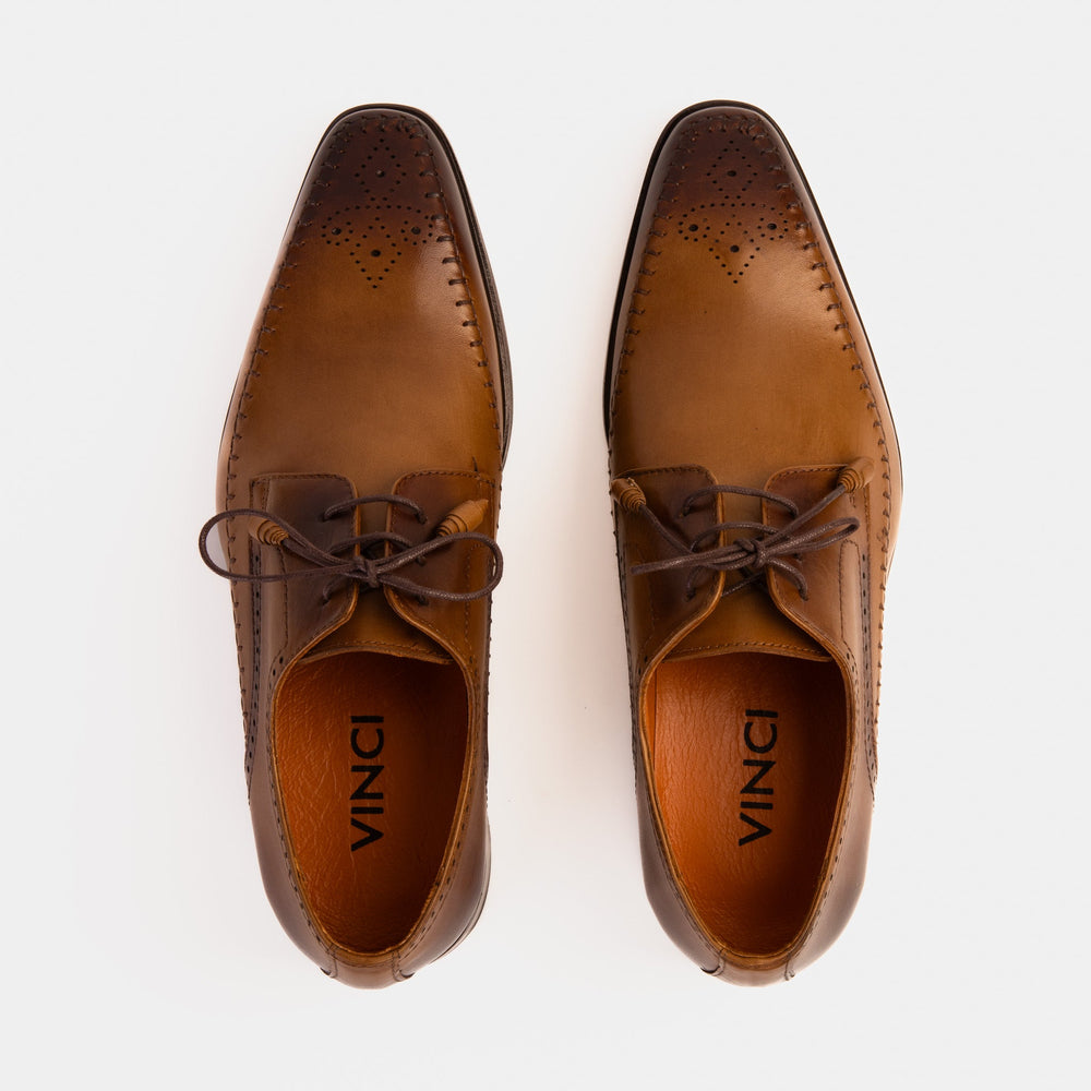The Moon Tan Leather Derby Shoe - Vinci Leather
