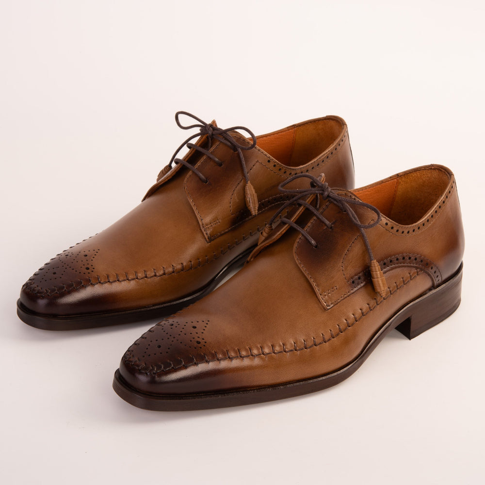 The Moon Tan Leather Derby Shoe - Vinci Leather
