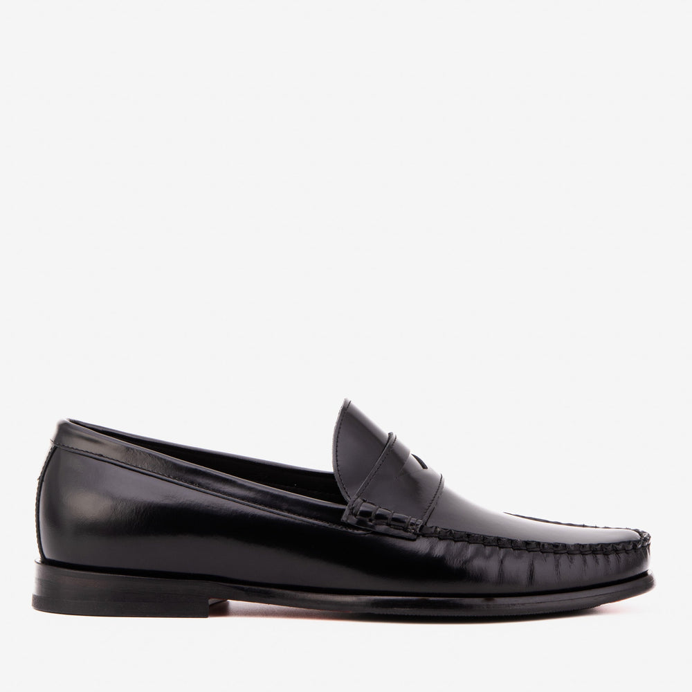 The Belmont Black Polished Leather Loafer - Vinci Leather