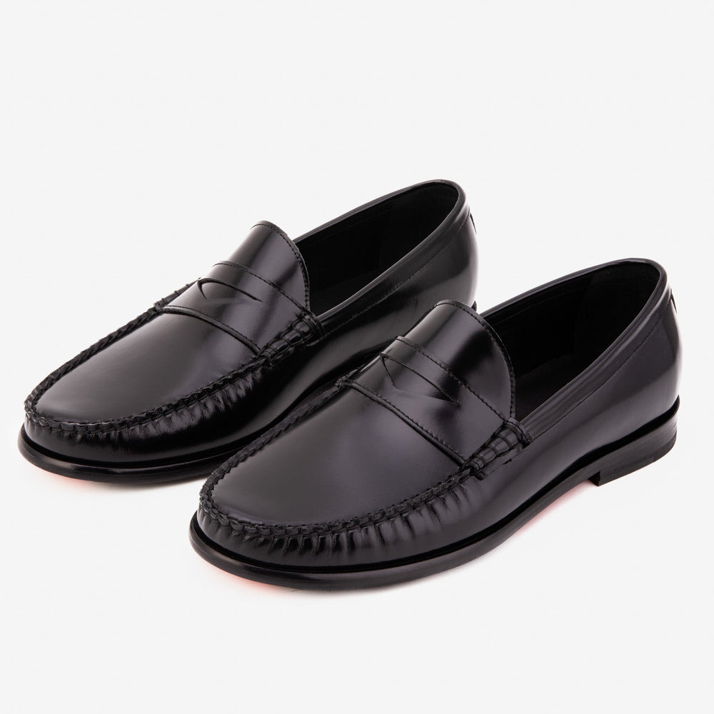 The Belmont Black Polished Leather Loafer - Vinci Leather