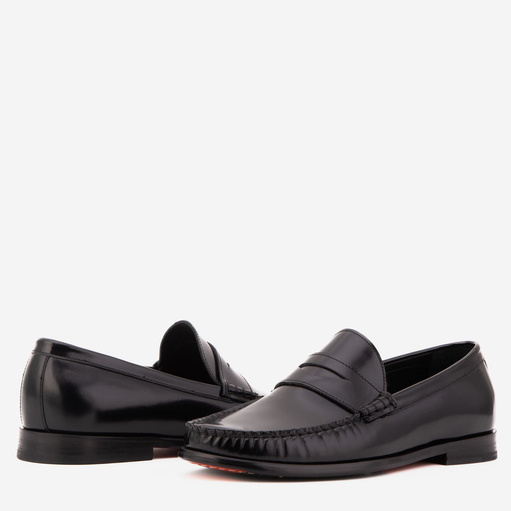 The Belmont Black Polished Leather Loafer - Vinci Leather