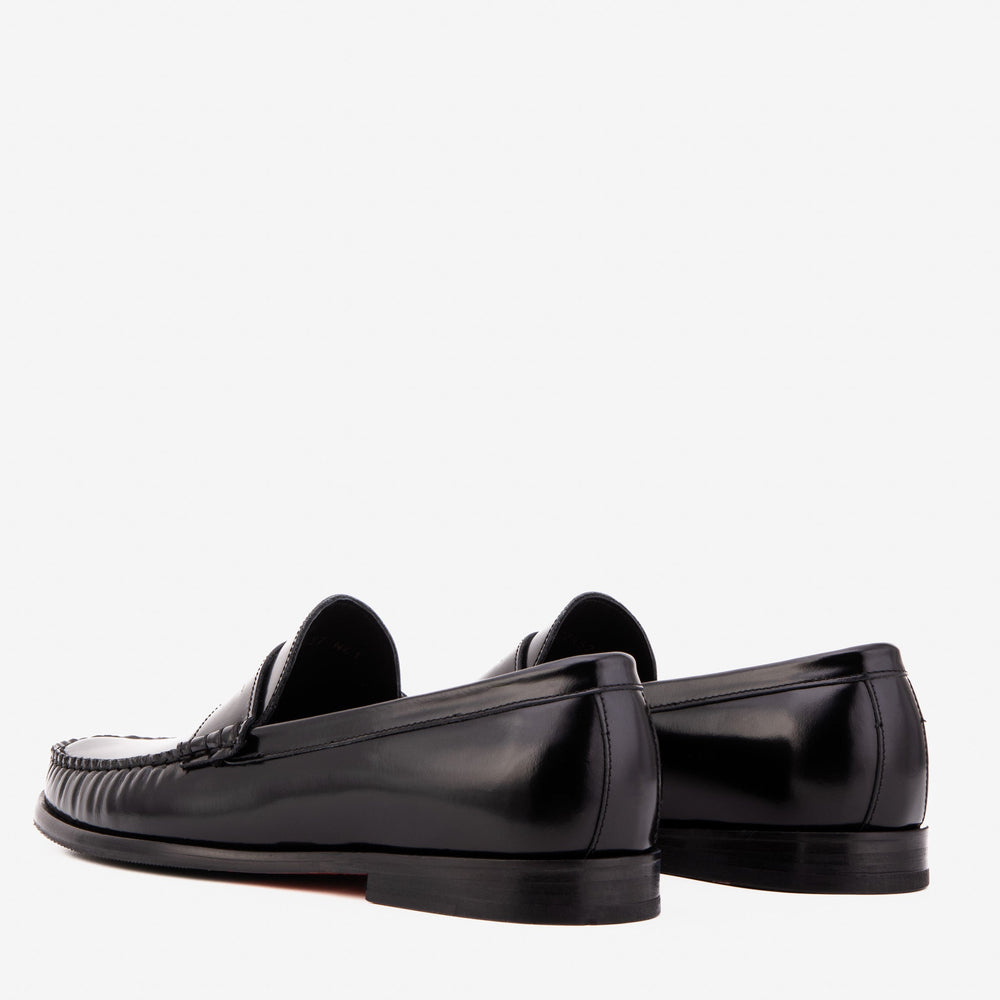 The Belmont Black Polished Leather Loafer - Vinci Leather