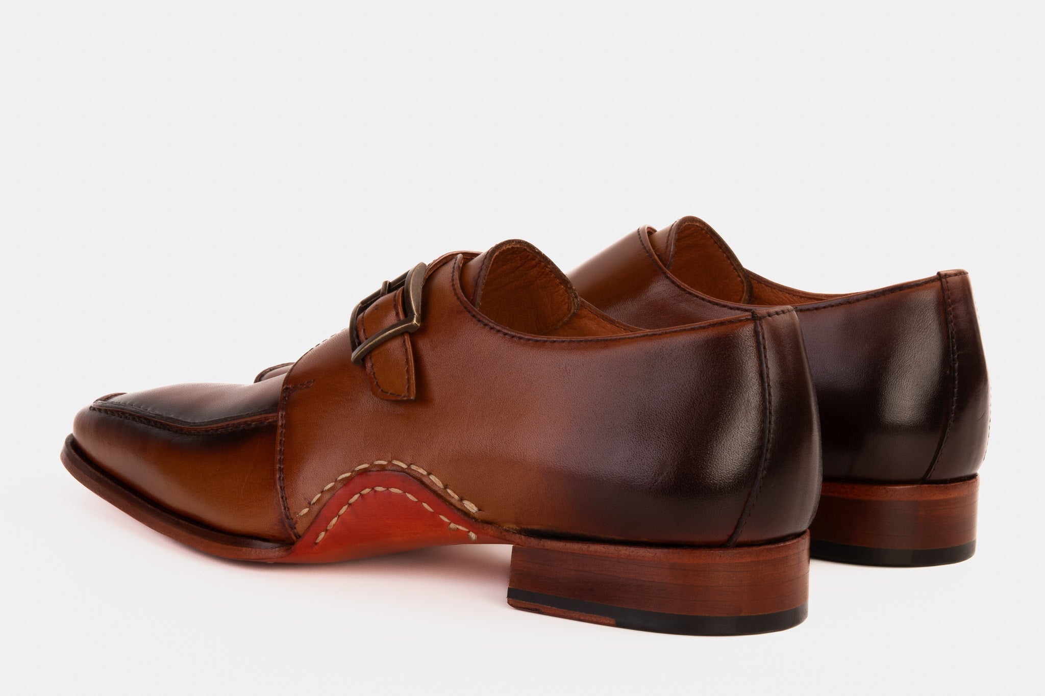 The Hagrid Tan Leather Single Monk Strap Handmade Shoe - Vinci Leather
