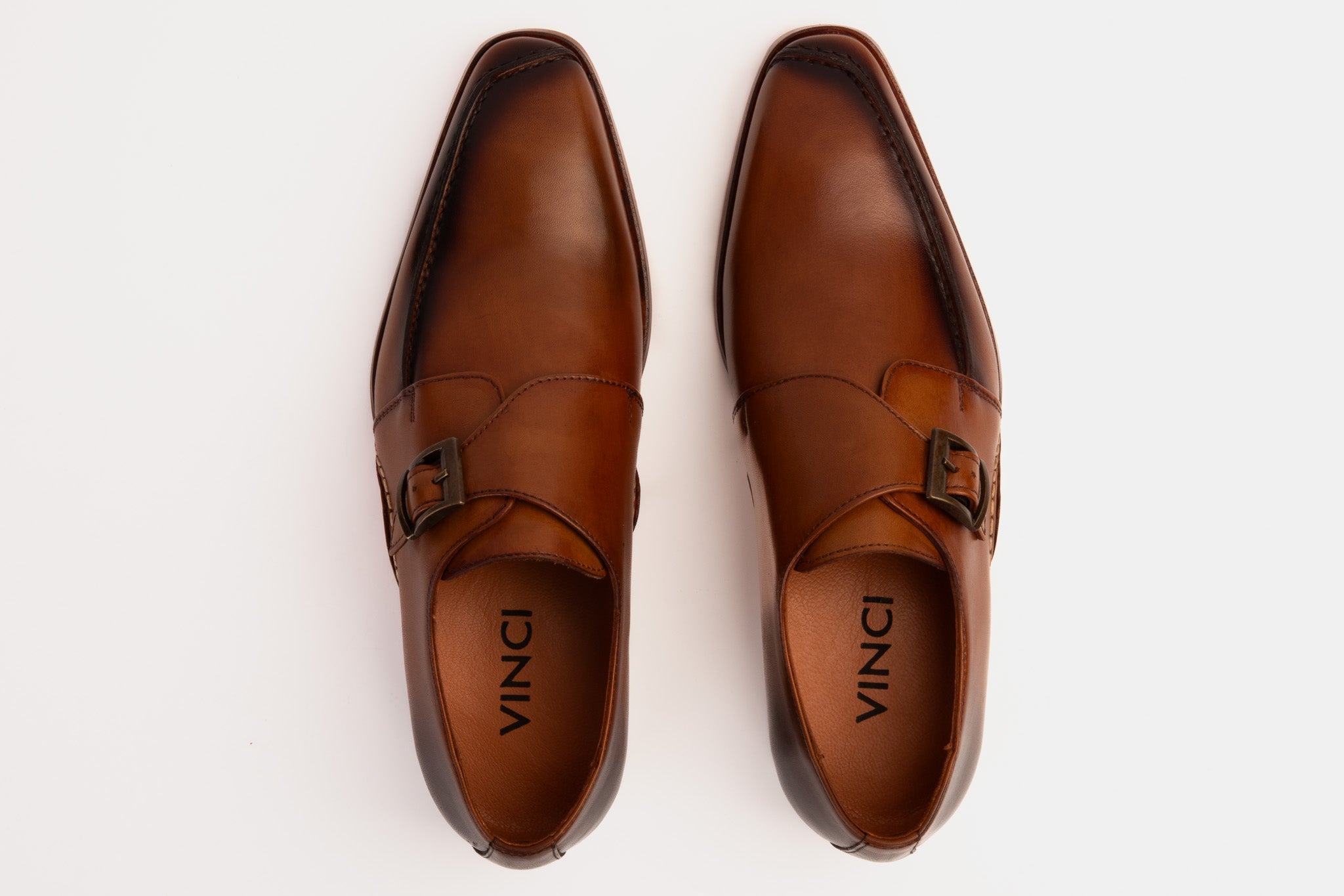 The Hagrid Tan Leather Single Monk Strap Handmade Shoe - Vinci Leather