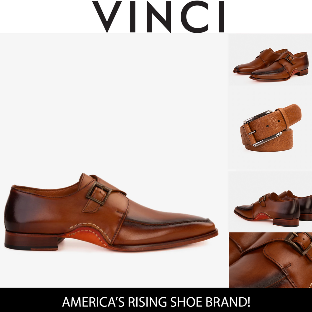 The Hagrid Tan Leather Single Monk Strap Handmade Shoe - Vinci Leather