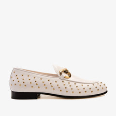 The Jupiter  Shoe White Spike Leather  Bit Dress Loafer Limited Edition Shoe - Vinci Leather