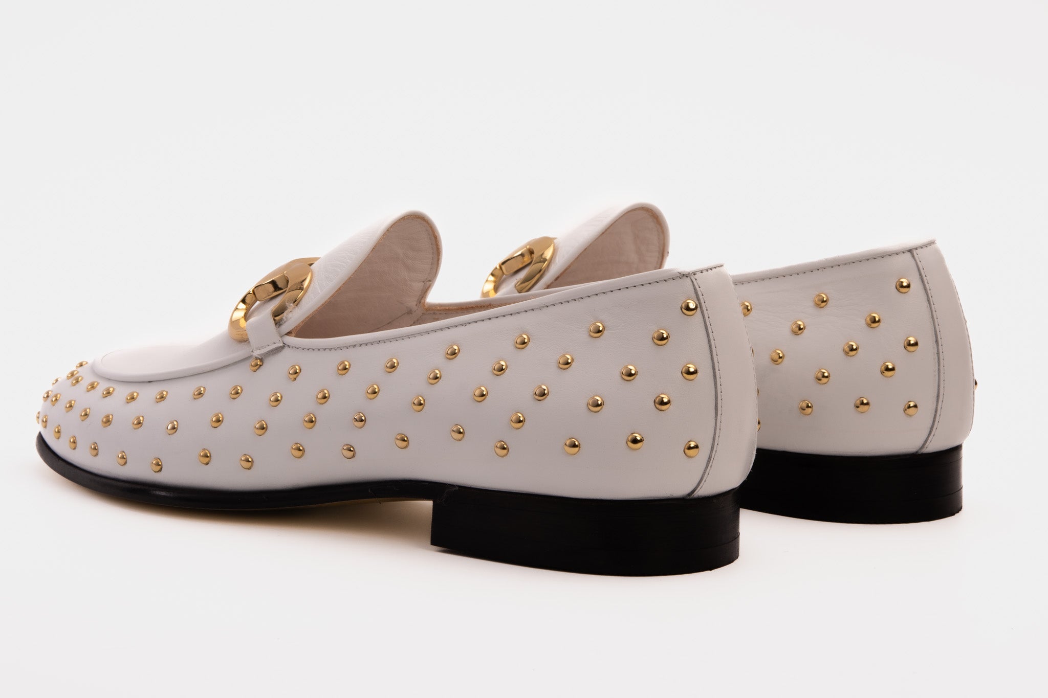 The Jupiter  Shoe White Spike Leather  Bit Dress Loafer Limited Edition Shoe - Vinci Leather
