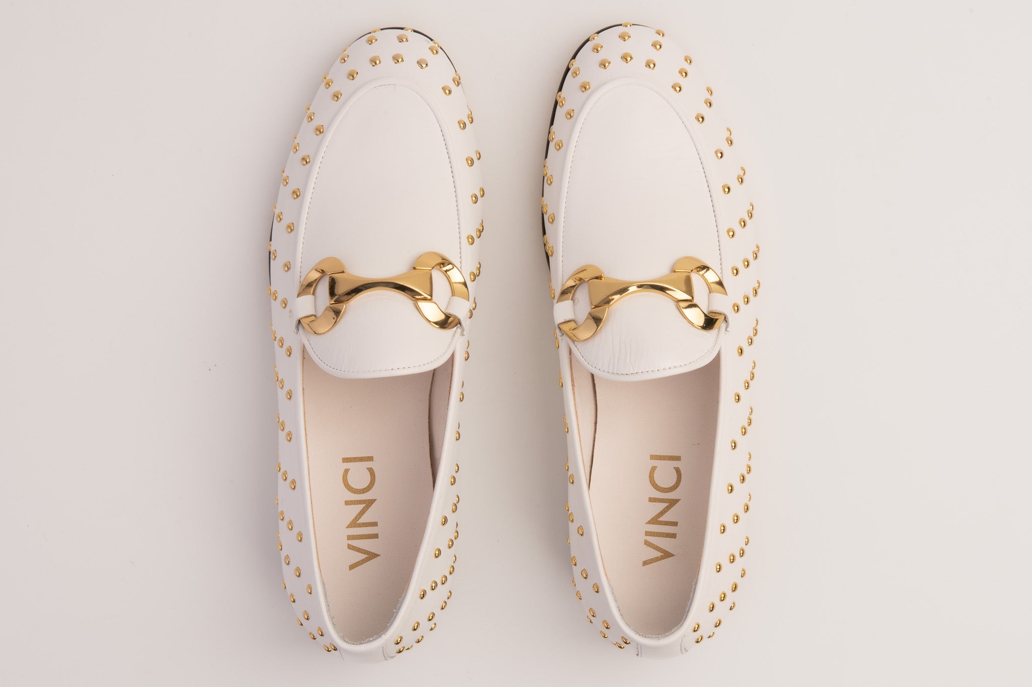 The Jupiter  Shoe White Spike Leather  Bit Dress Loafer Limited Edition Shoe - Vinci Leather