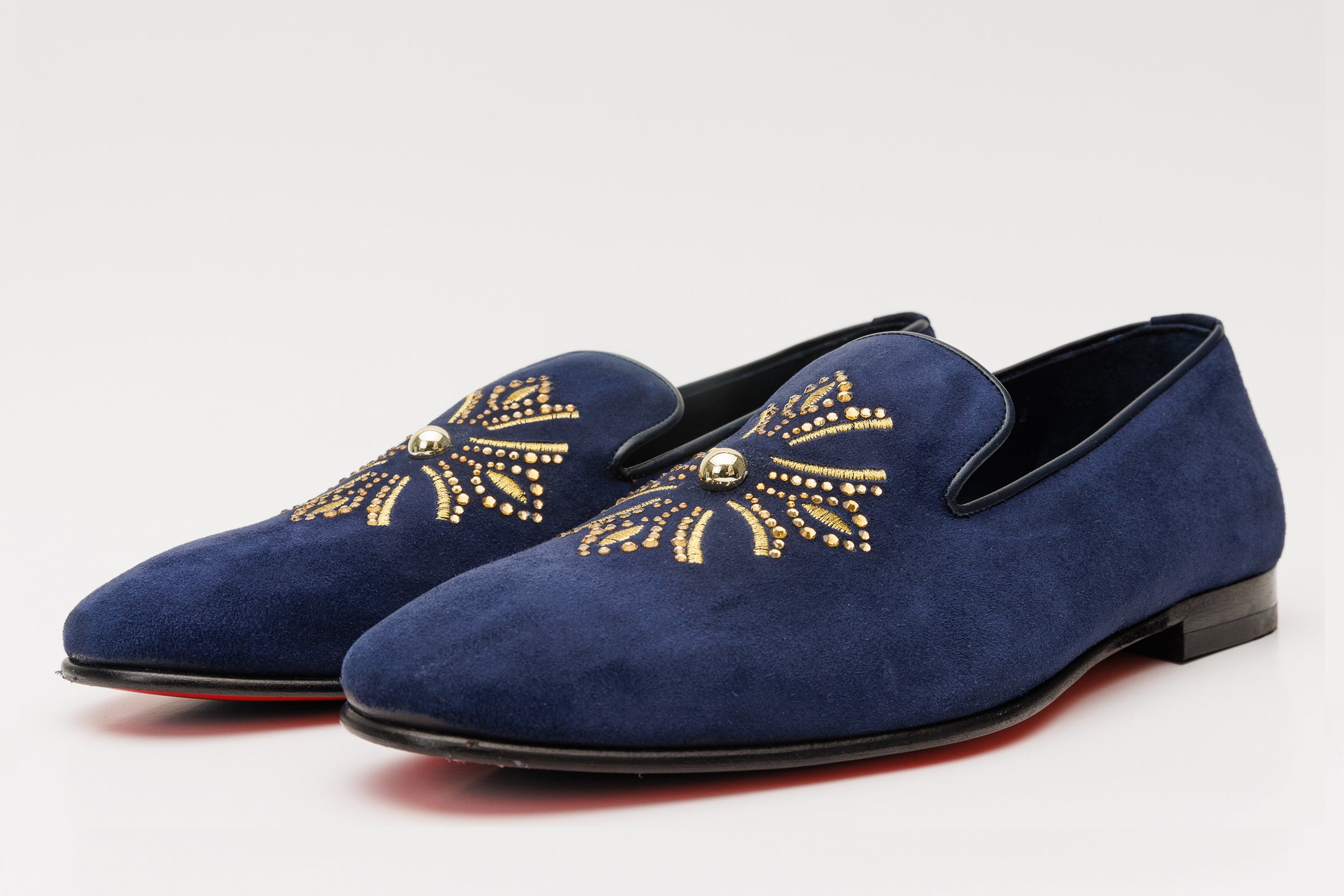 The Lazio Shoe Navy Blue Suede Slip-on Loafer Shoe - Vinci Leather