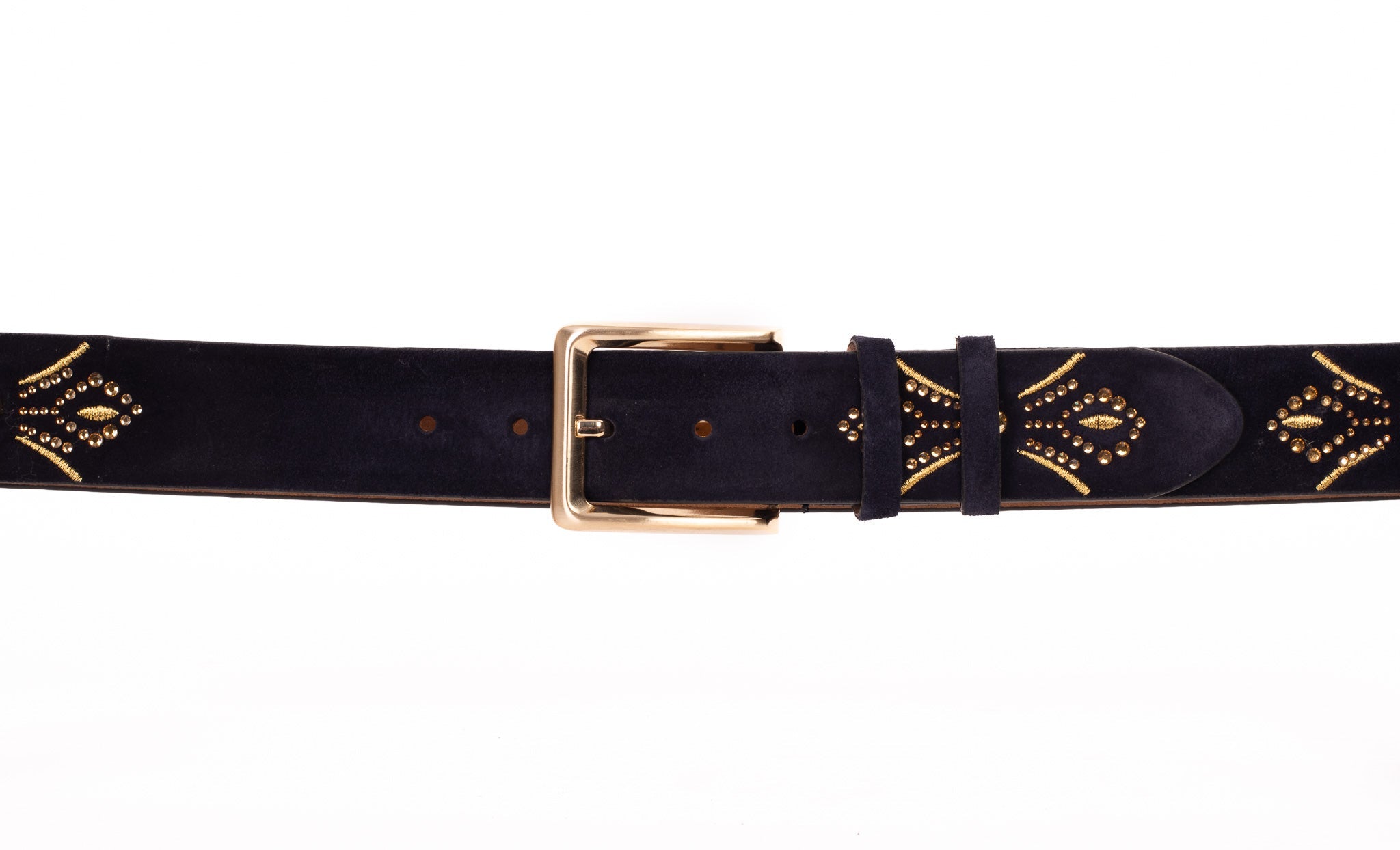 The Lazio Navy Blue Suede Leather Belt - Vinci Leather