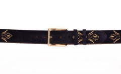 The Lazio Navy Blue Suede Leather Belt - Vinci Leather