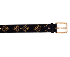The Lazio Navy Blue Suede Leather Belt - Vinci Leather