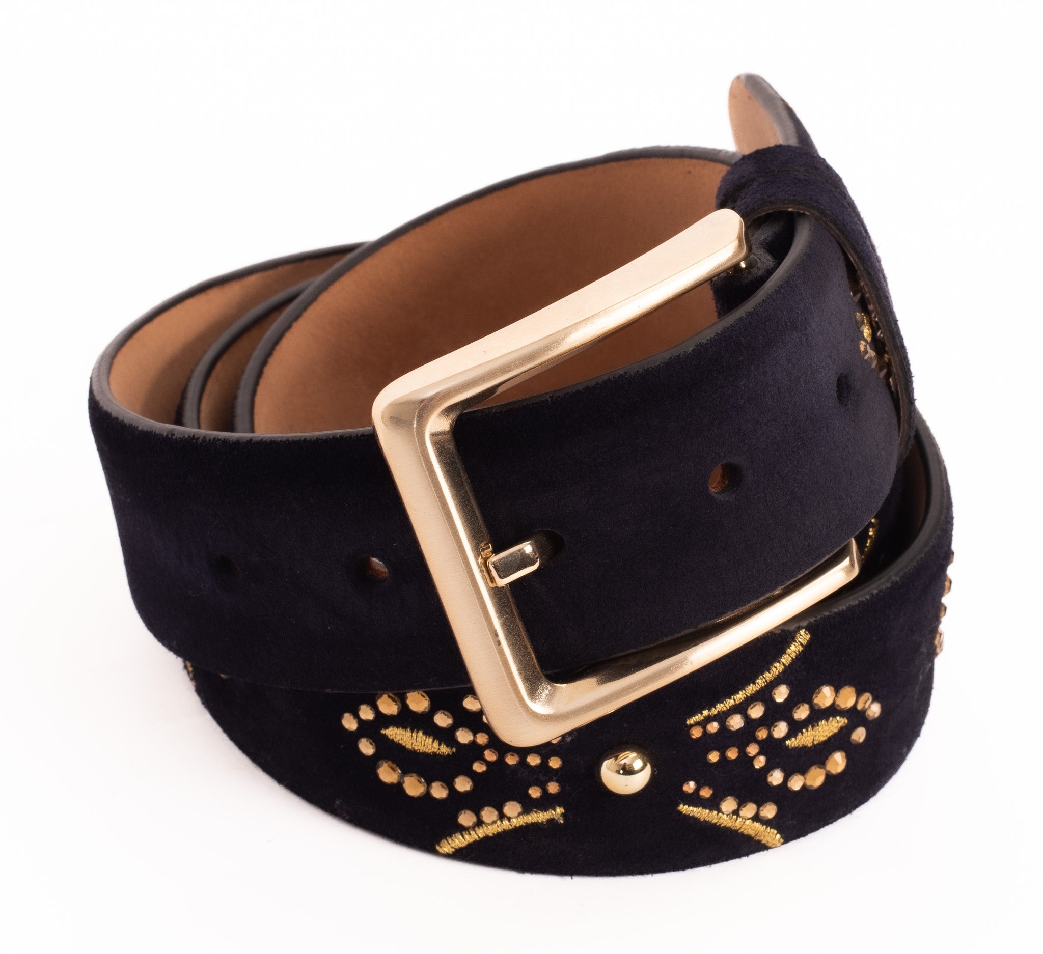 The Lazio Navy Blue Suede Leather Belt - Vinci Leather
