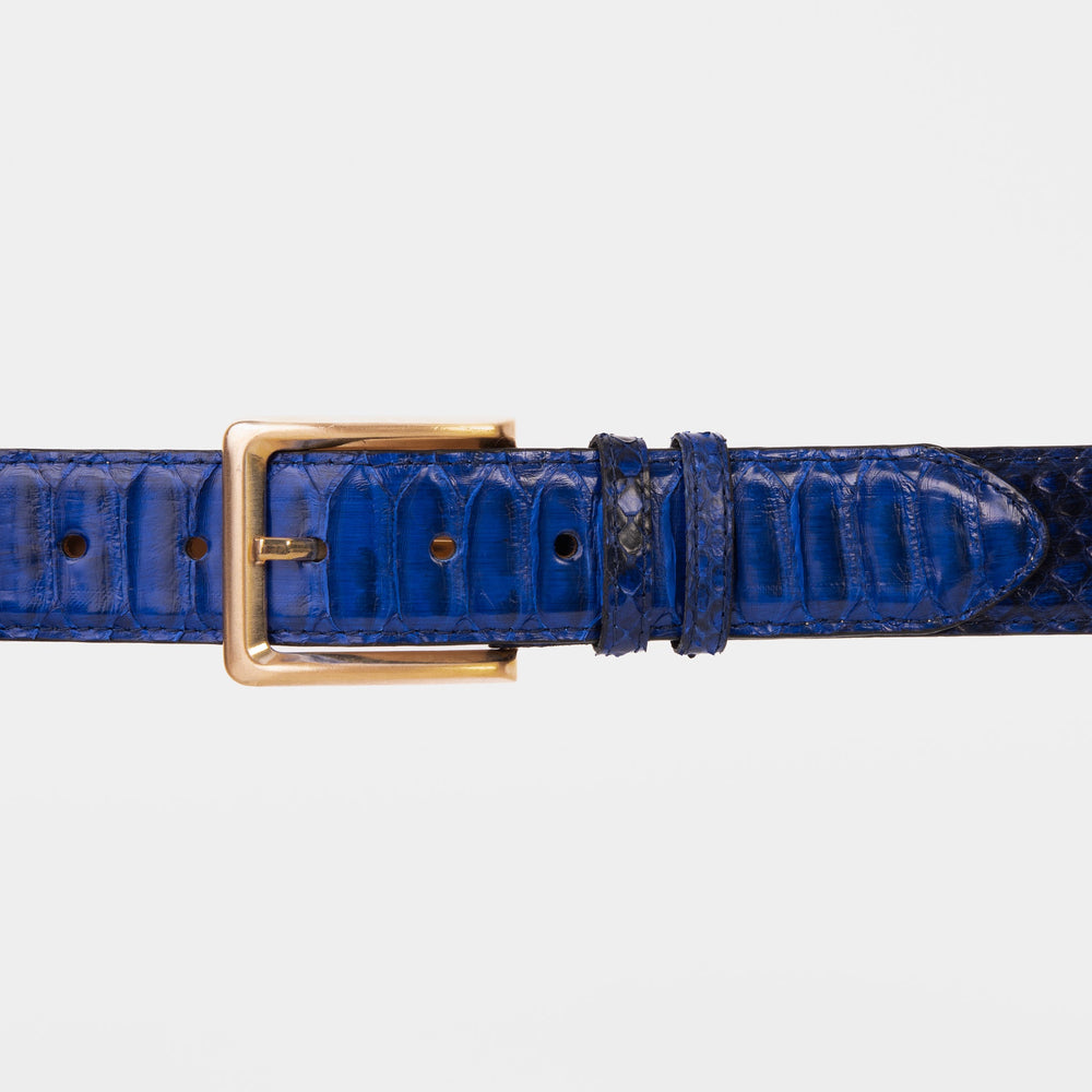 The Boss Navy Blue Pythn Snk Leather Belt - Vinci Leather