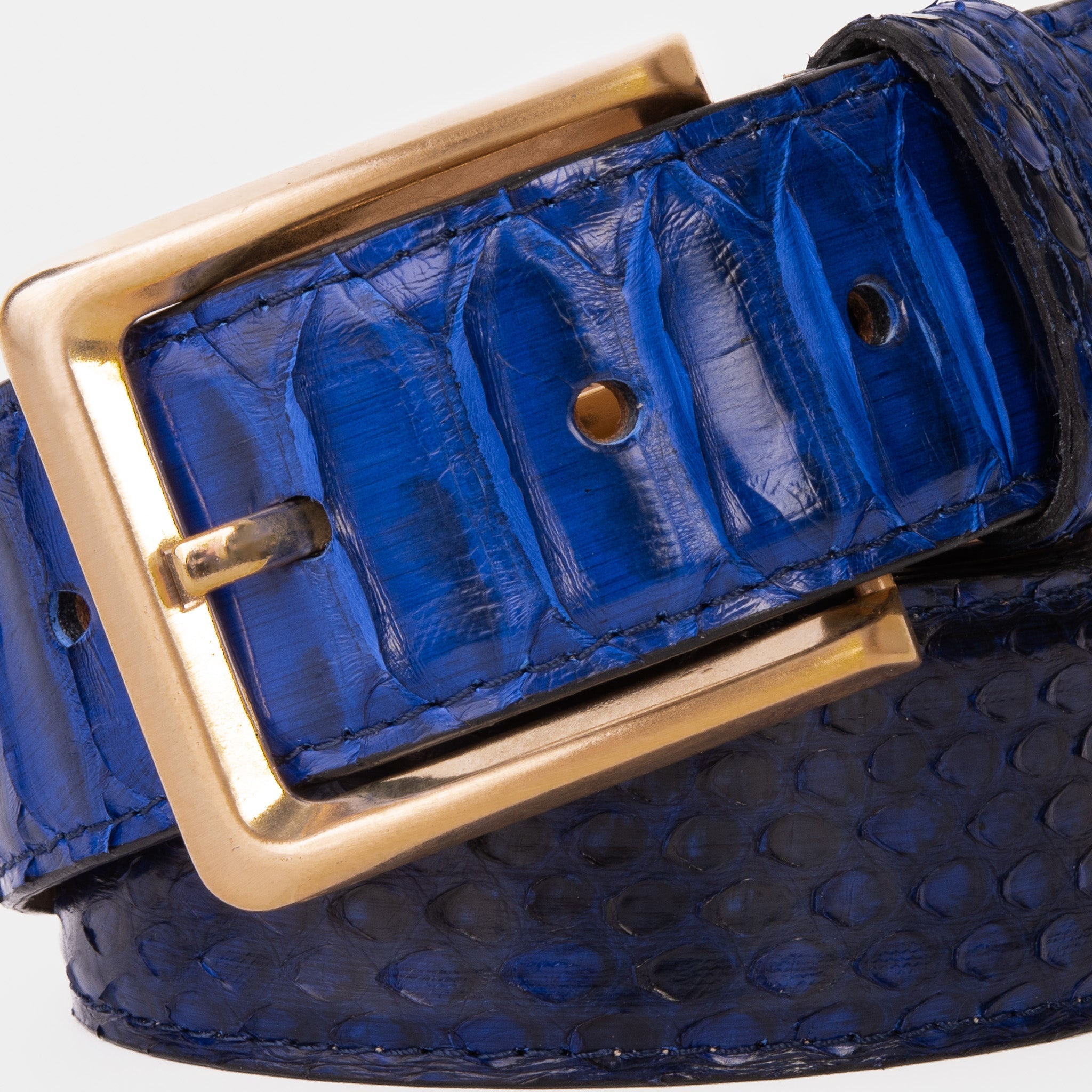 The Boss Navy Blue Pythn Snk Leather Belt - Vinci Leather