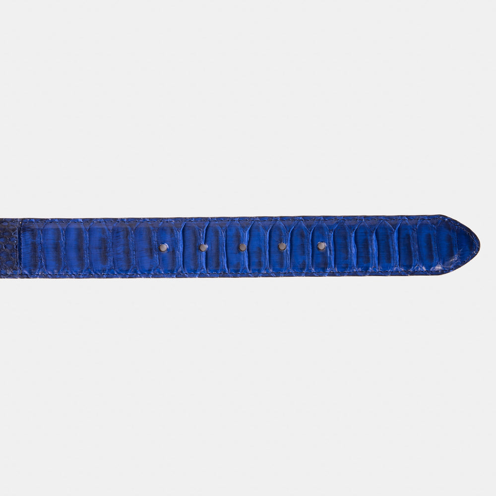 The Boss Navy Blue Pythn Snk Leather Belt - Vinci Leather