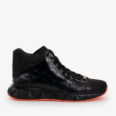 The Caesars Black Leather High-Top Sneaker - Vinci Leather