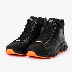 The Caesars Black Leather High-Top Sneaker - Vinci Leather