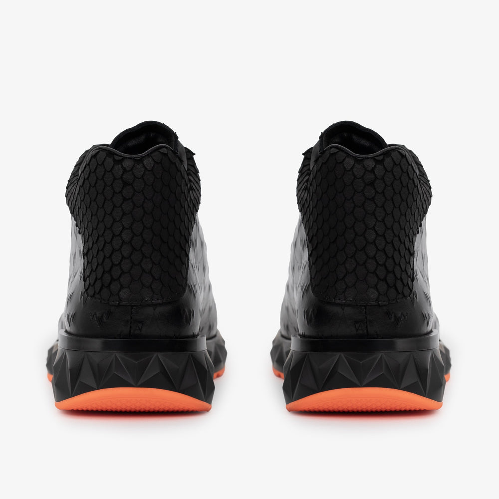 The Caesars Black Leather High-Top Sneaker - Vinci Leather