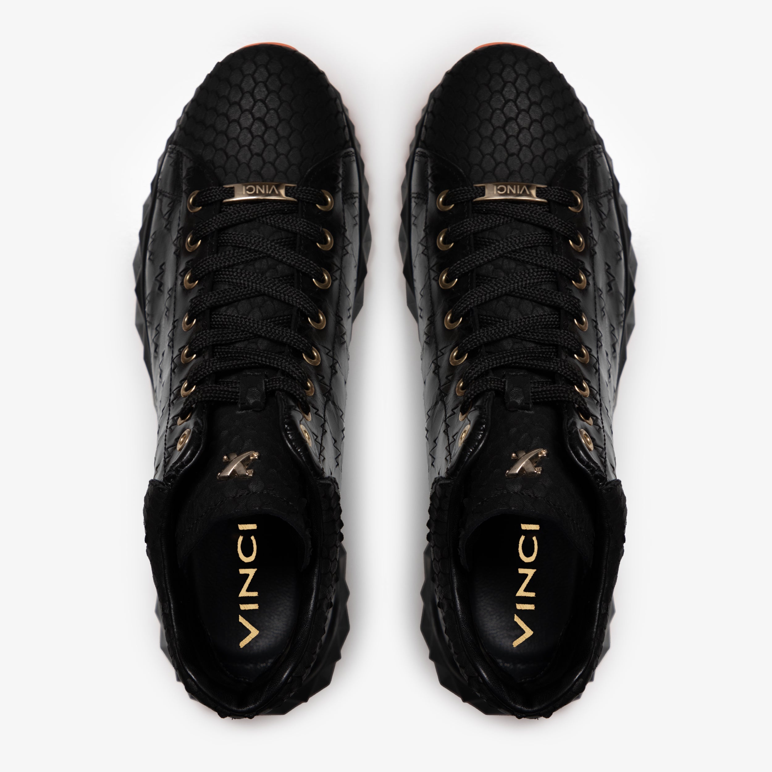 The Caesars Black Leather High-Top Sneaker - Vinci Leather