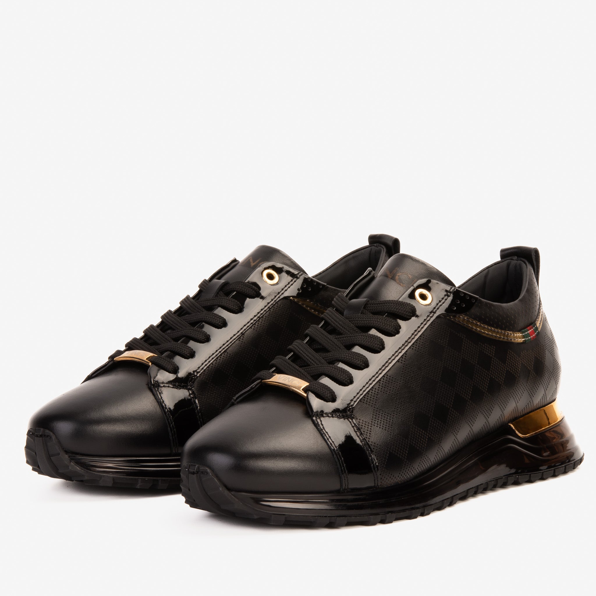 The Cenova Black Gold Leather Sneaker - Vinci Leather