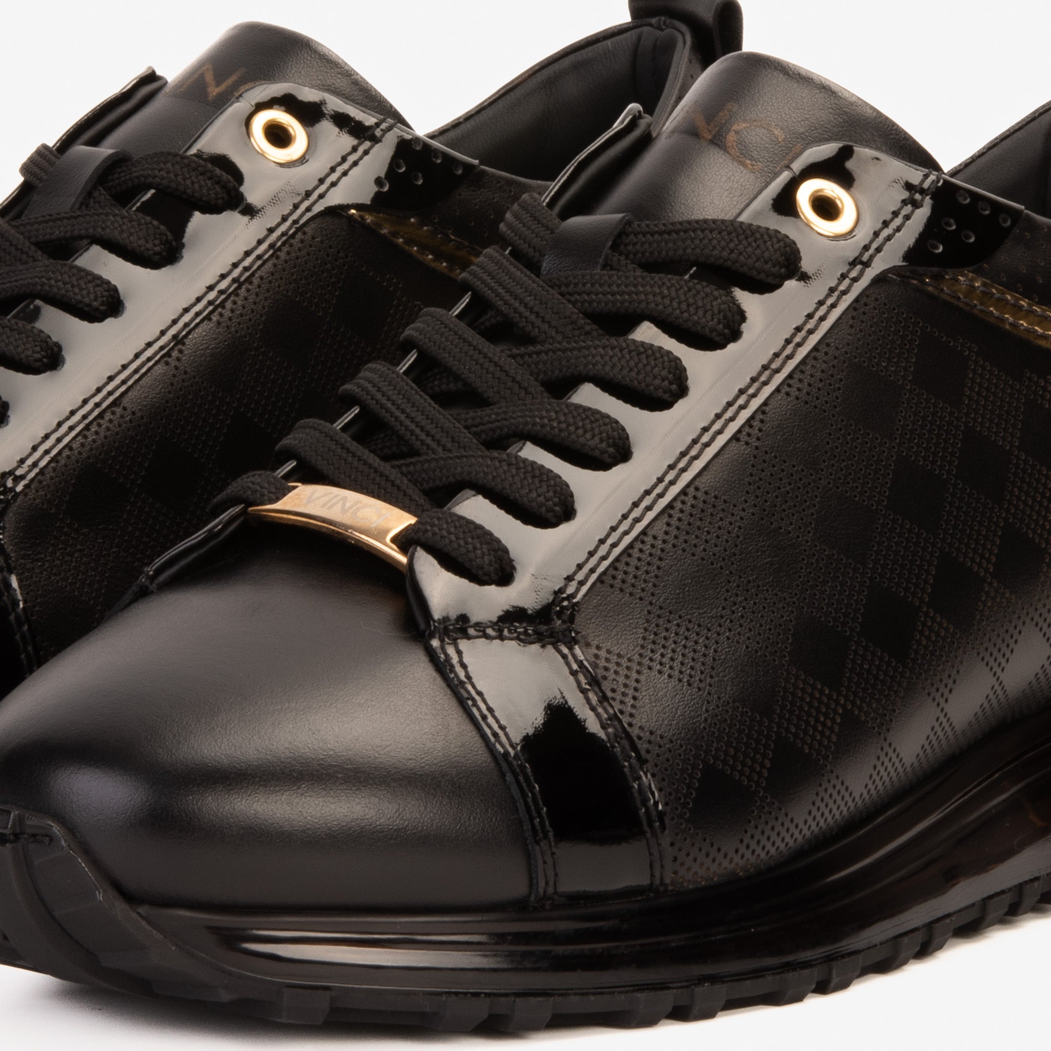 The Cenova Black Gold Leather Sneaker - Vinci Leather