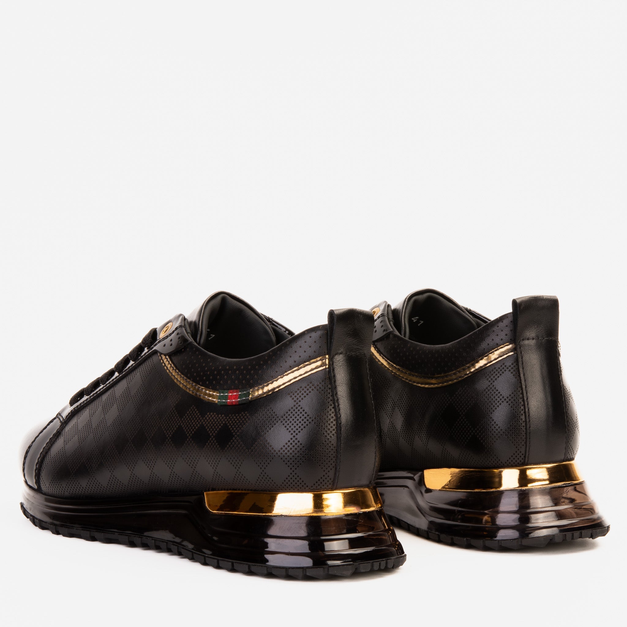The Cenova Black Gold Leather Sneaker - Vinci Leather
