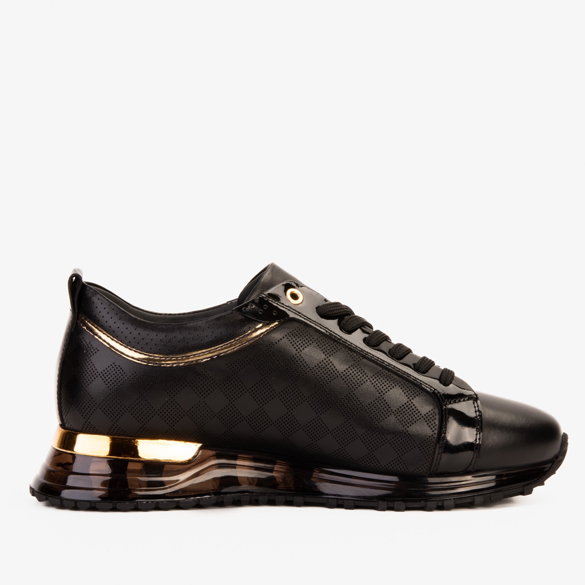 The Cenova Black Gold Leather Sneaker - Vinci Leather