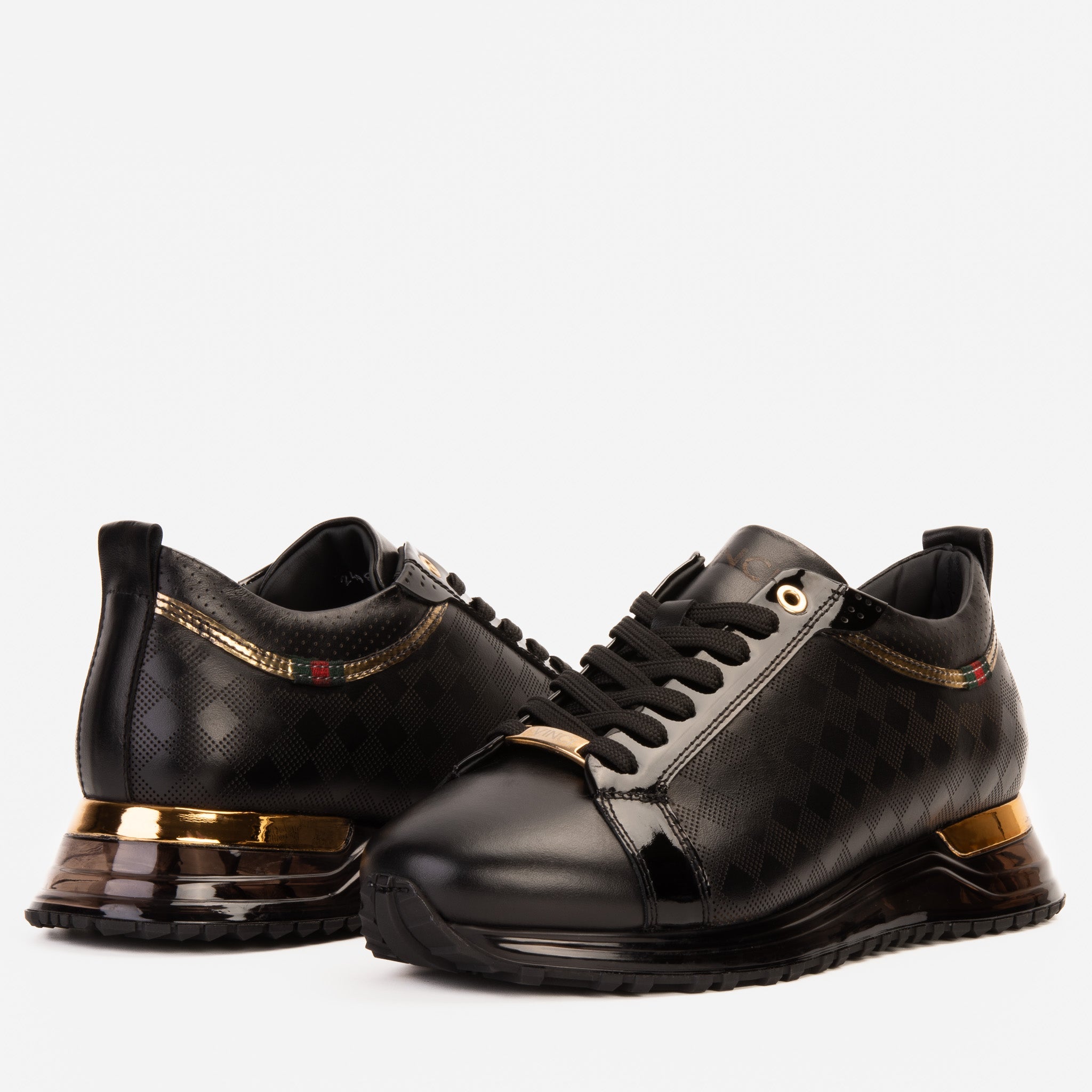 The Cenova Black Gold Leather Sneaker - Vinci Leather