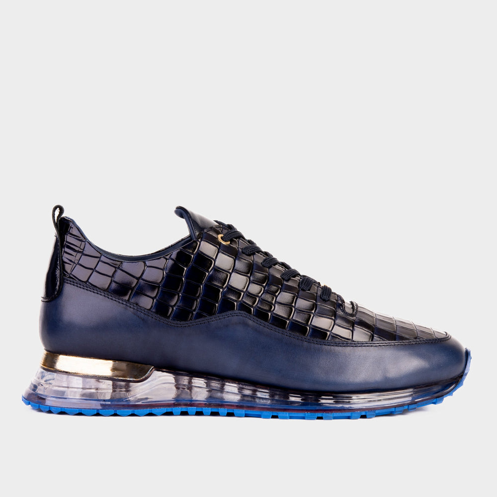 The Marseille Navy Blue Leather Sneaker - Vinci Leather