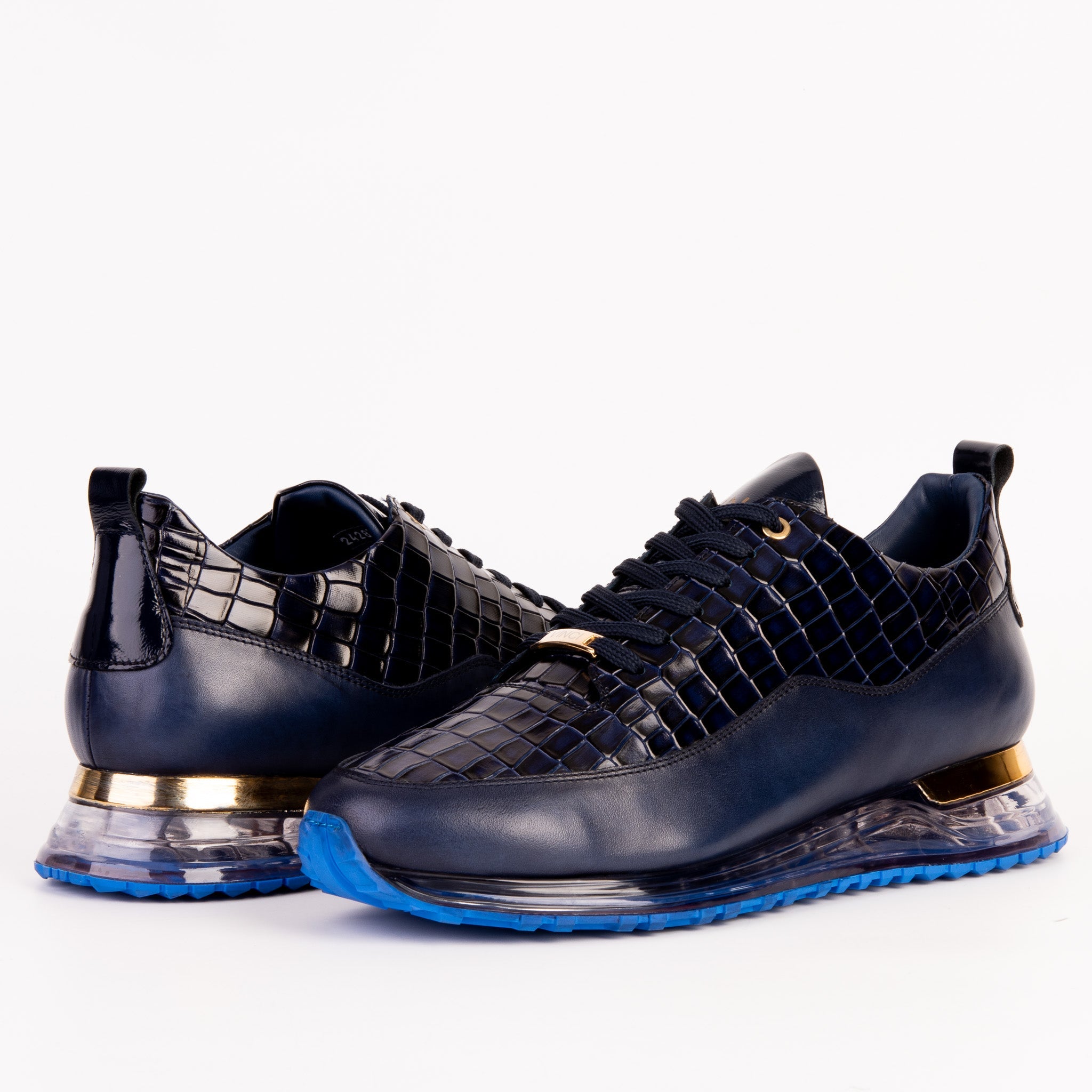 The Marseille Navy Blue Leather Sneaker - Vinci Leather
