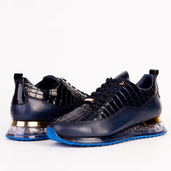 The Marseille Navy Blue Leather Sneaker - Vinci Leather