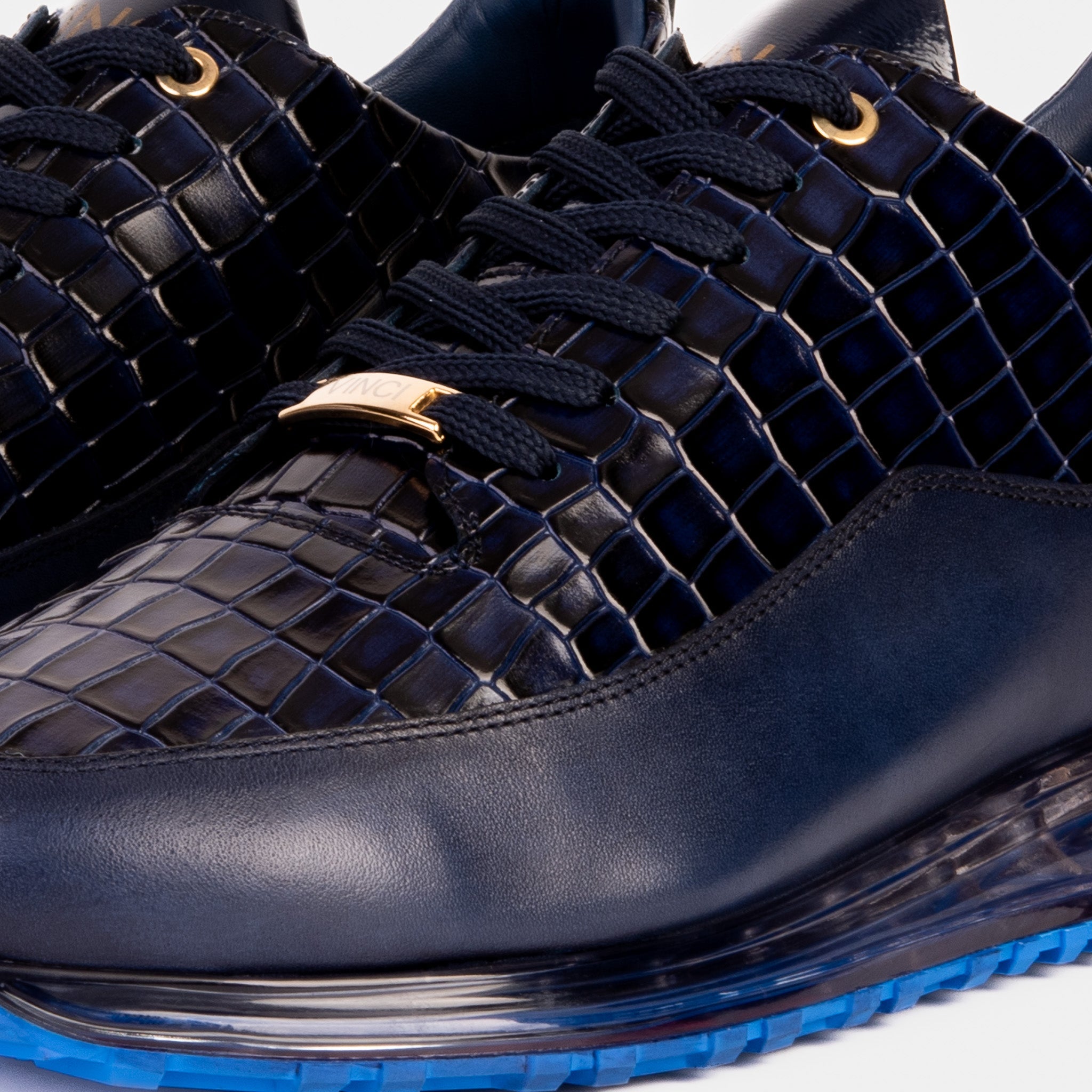 The Marseille Navy Blue Leather Sneaker - Vinci Leather