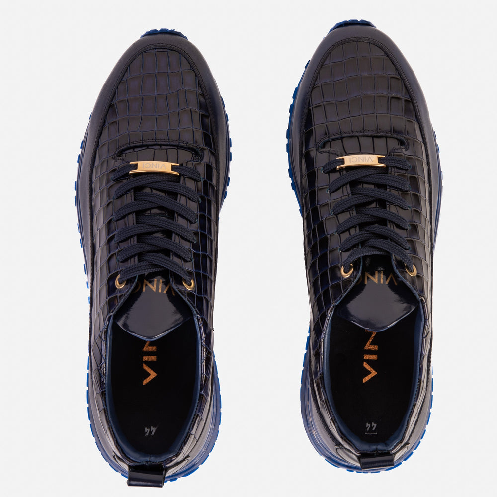 The Marseille Navy Blue Leather Sneaker - Vinci Leather