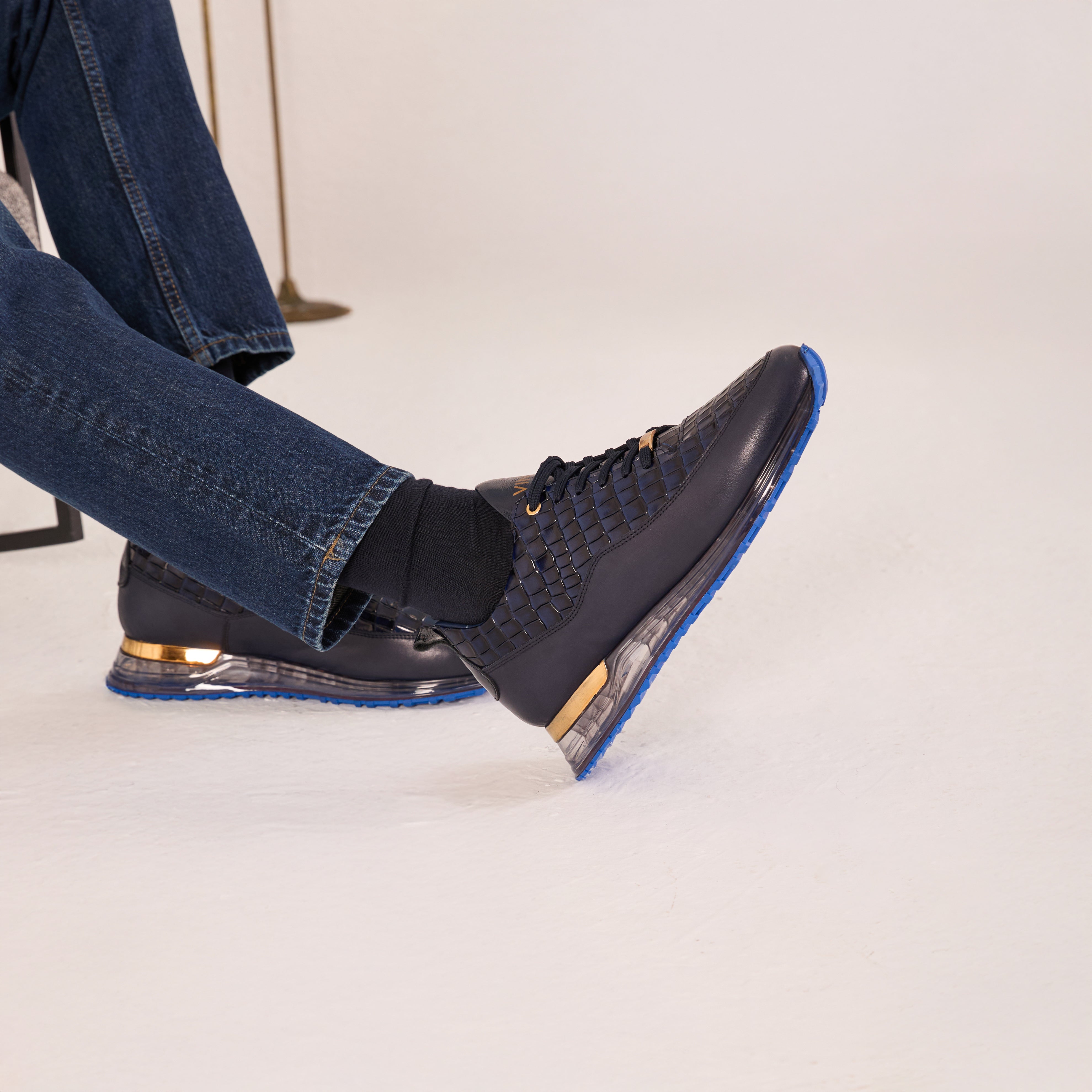 The Marseille Navy Blue Leather Sneaker - Vinci Leather