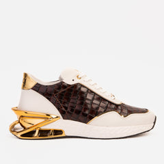 The Bellagio White Gold Leather Sneaker - Vinci Leather