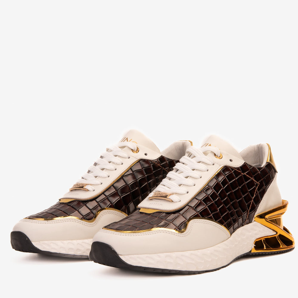 The Bellagio White Gold Leather Sneaker - Vinci Leather