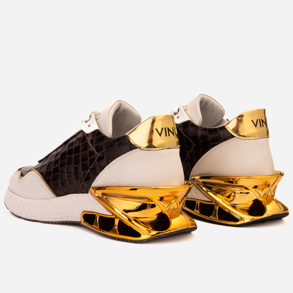 The Bellagio White Gold Leather Sneaker - Vinci Leather