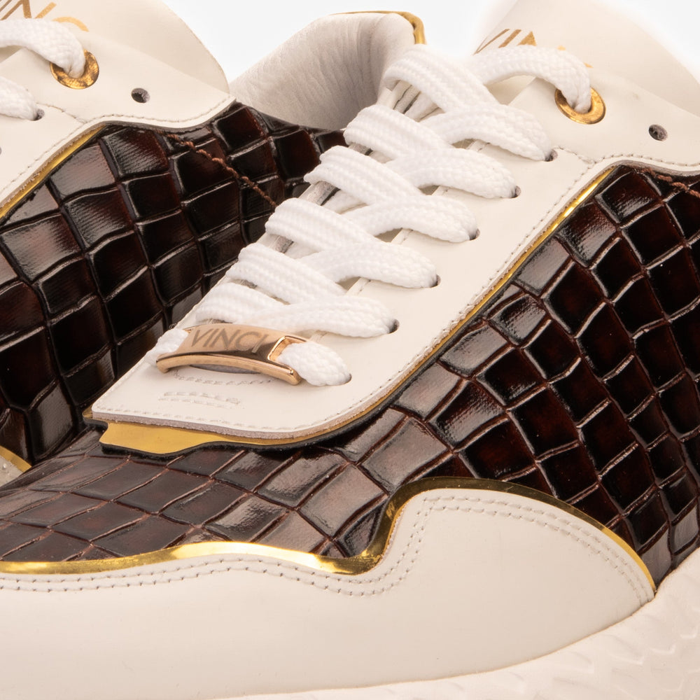 The Bellagio White Gold Leather Sneaker - Vinci Leather
