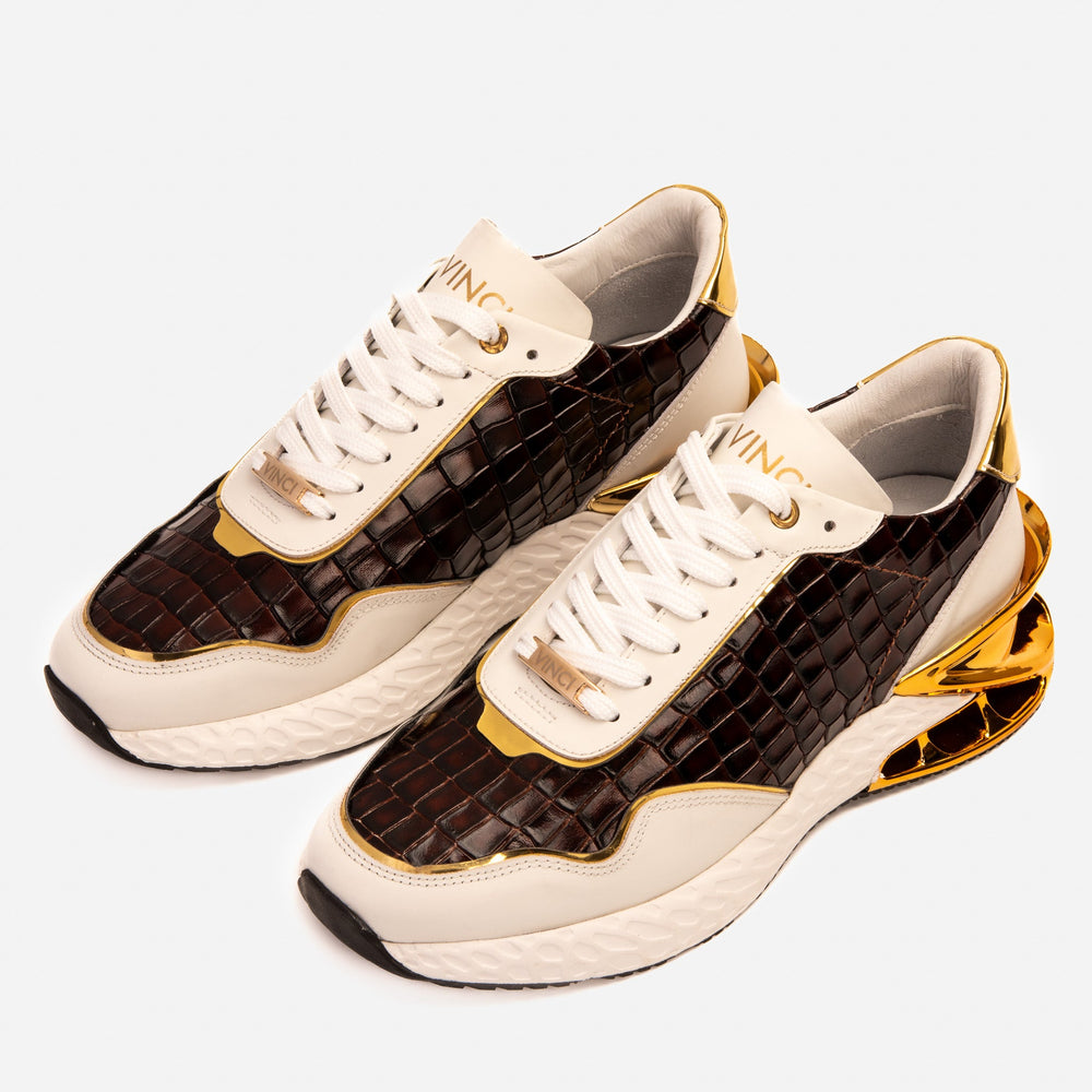 The Bellagio White Gold Leather Sneaker - Vinci Leather