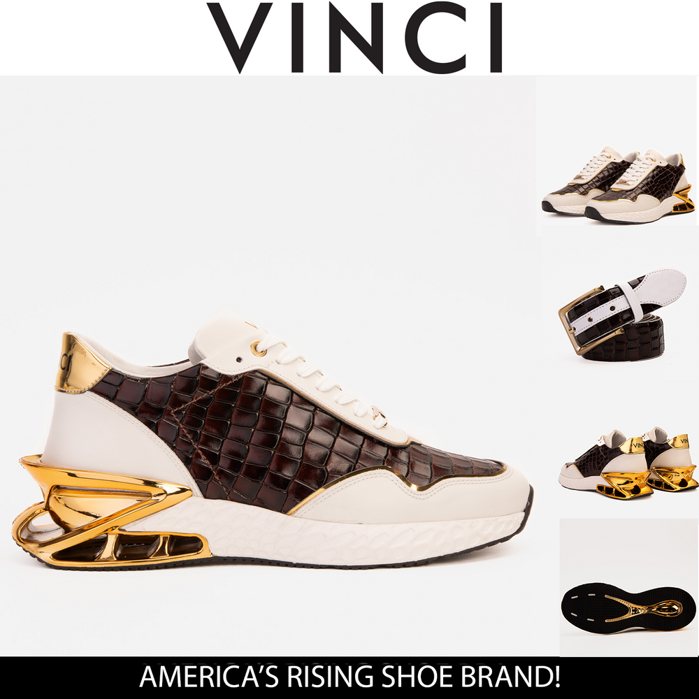 The Bellagio White Gold Leather Sneaker - Vinci Leather