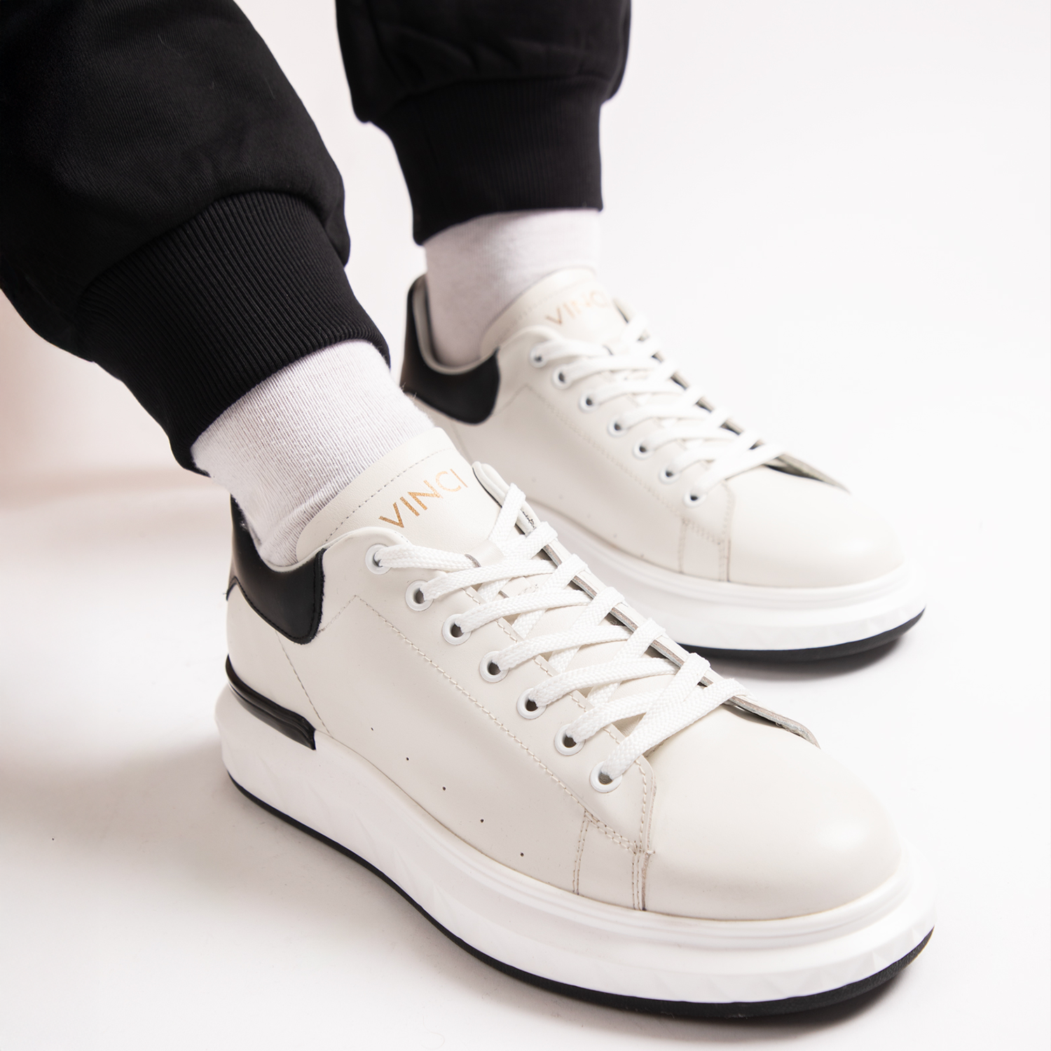The Linq White Leather Sneaker - Vinci Leather