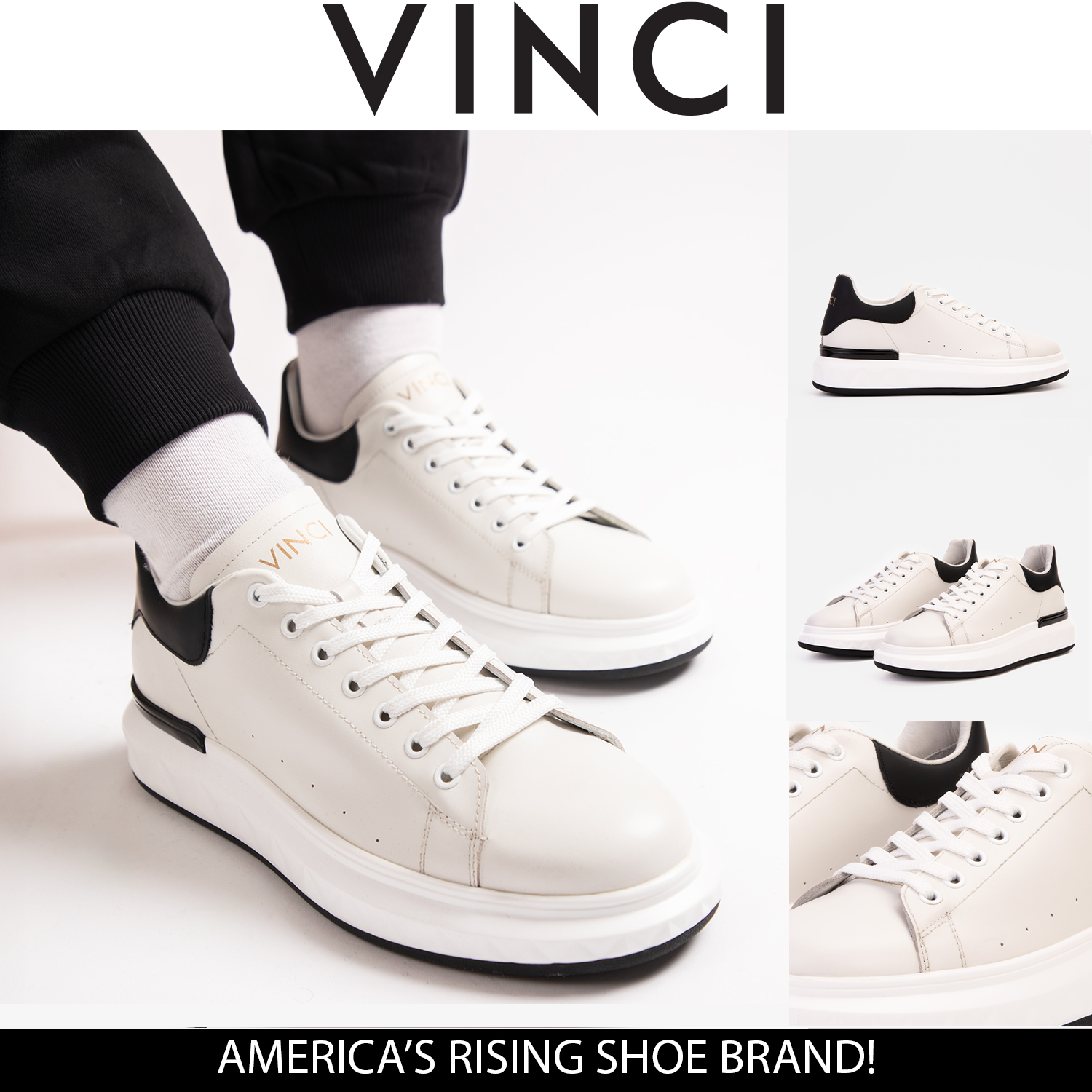 The Linq White Leather Sneaker - Vinci Leather