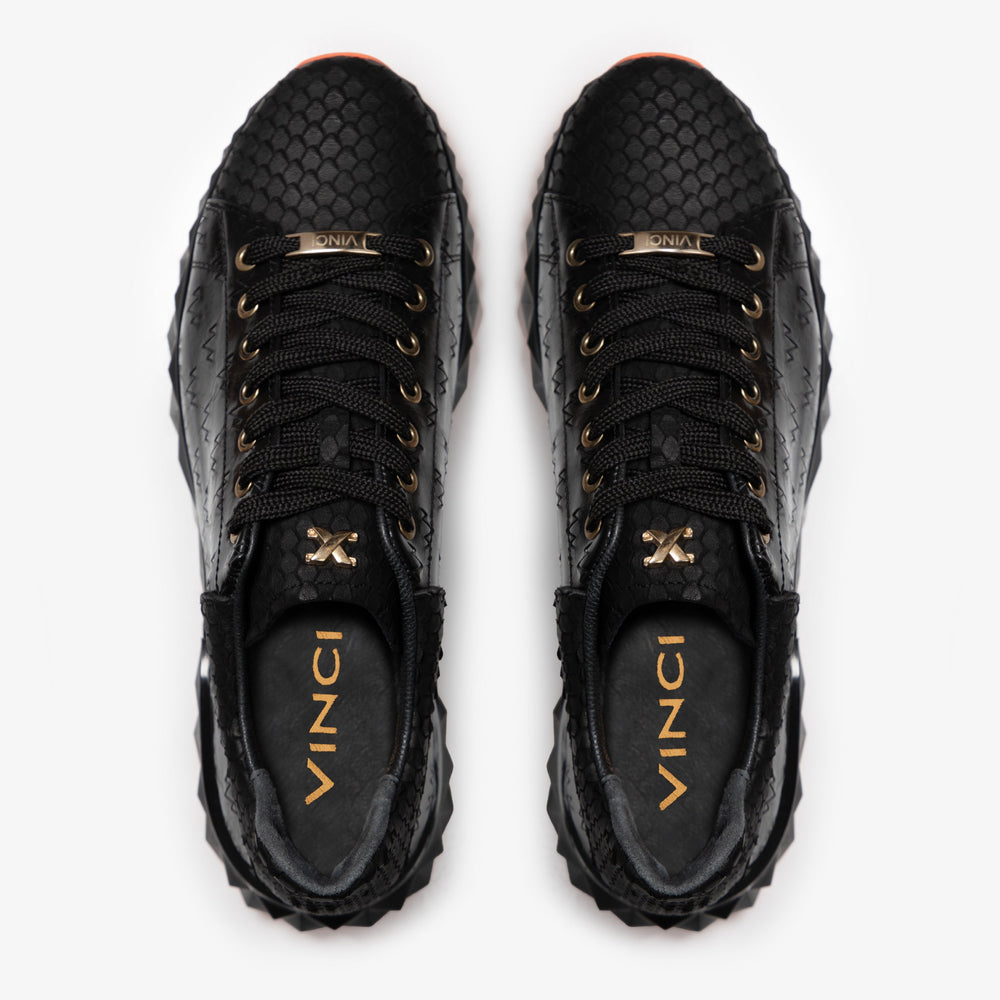 The Caesars Black Leather  Sneaker - Vinci Leather