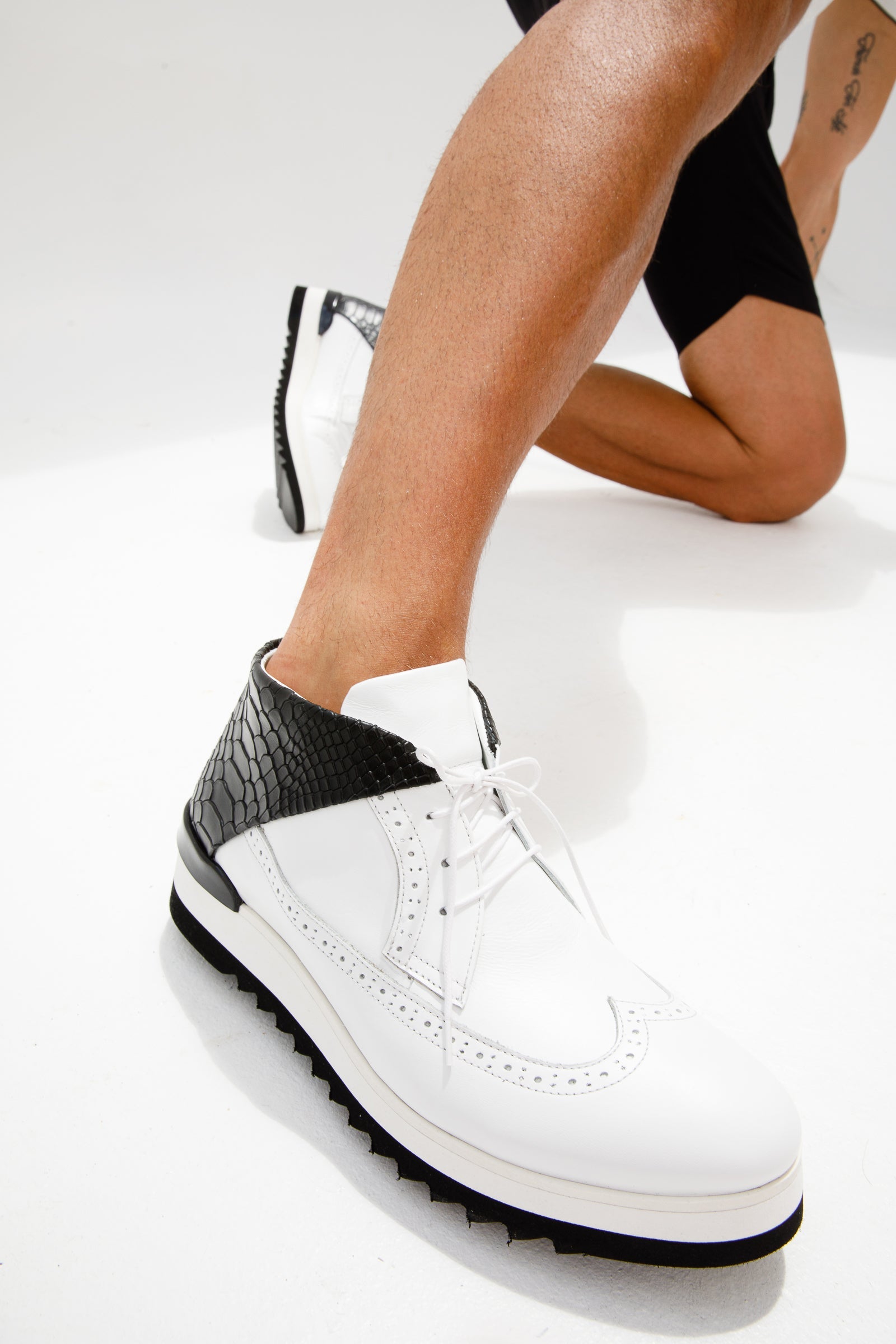 The Kagan White Wingtip Chukka Sneaker Boot - Vinci Leather