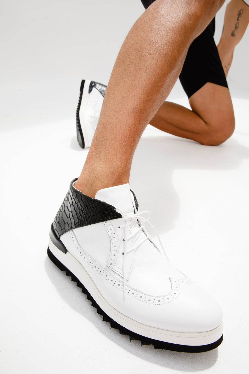 The Kagan White Wingtip Chukka Sneaker Boot - Vinci Leather