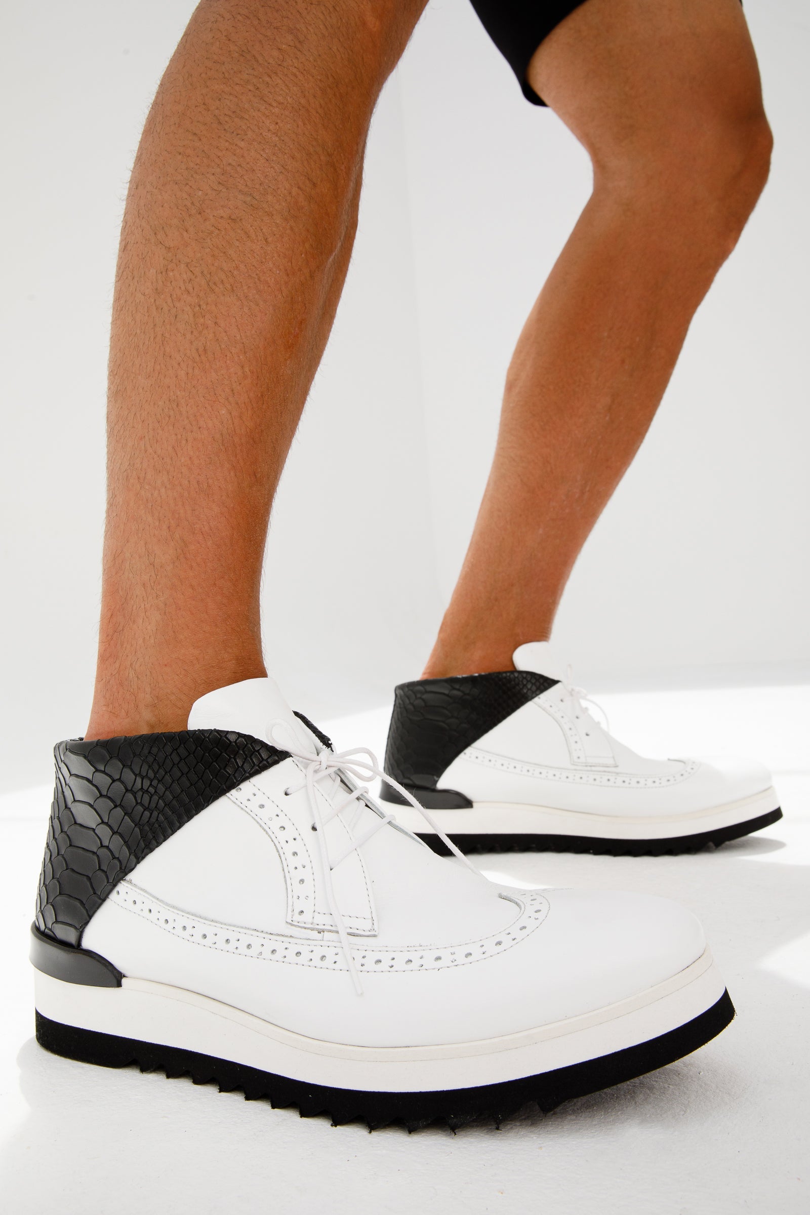 The Kagan White Wingtip Chukka Sneaker Boot - Vinci Leather