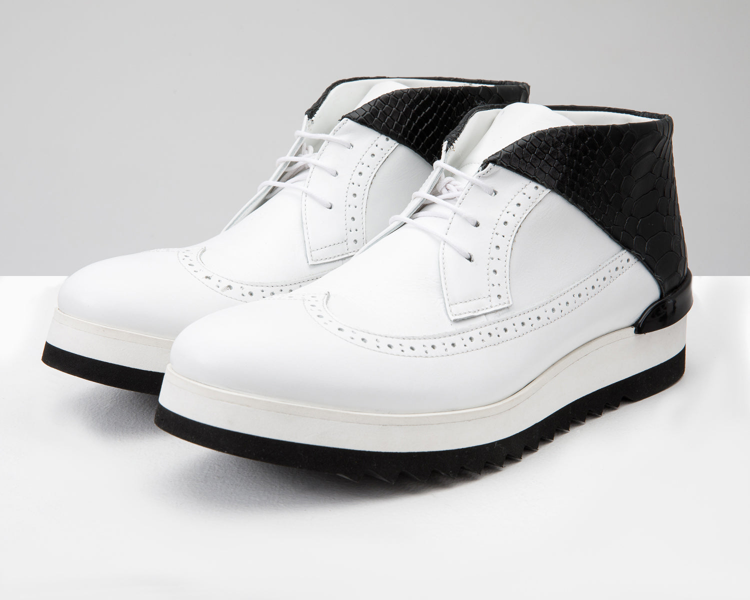 The Kagan White Wingtip Chukka Sneaker Boot - Vinci Leather