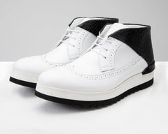 The Kagan White Wingtip Chukka Sneaker Boot - Vinci Leather