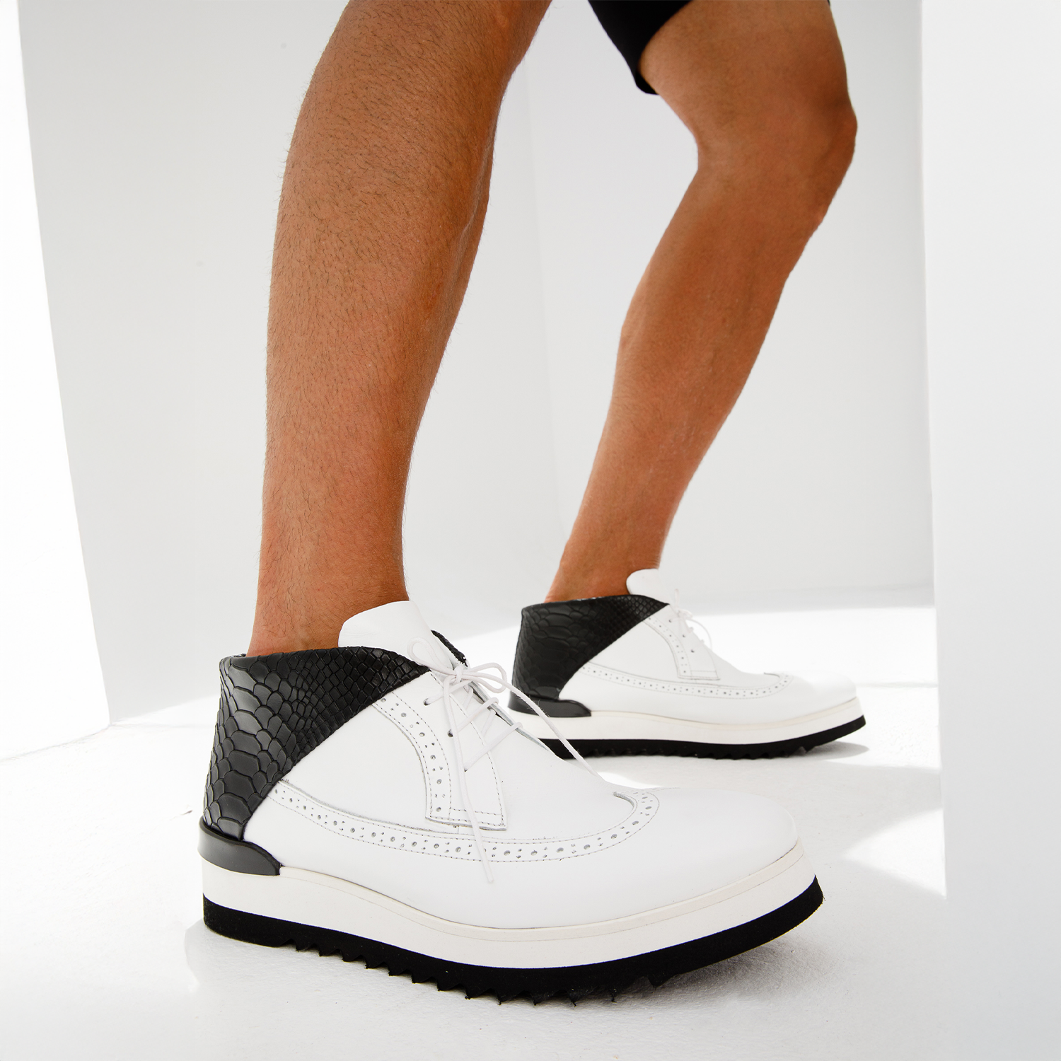 The Kagan White Wingtip Chukka Sneaker Boot - Vinci Leather